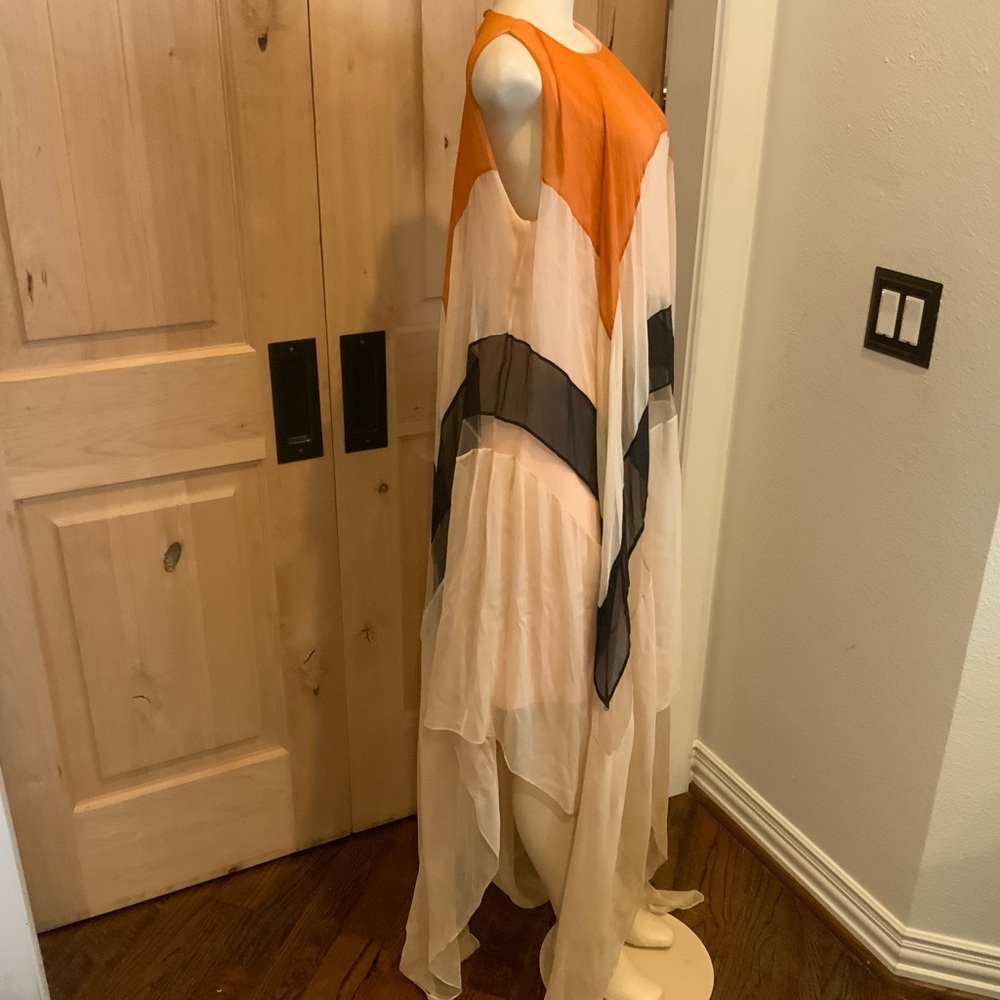 Maria Lucia Hogan silk dress gown boho goddess multi Sz 38/4 vacay wedding - Picture 2 of 13